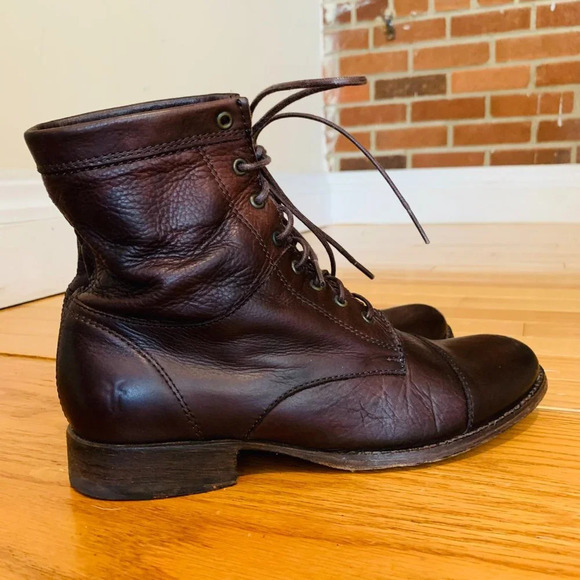 Nice! $428 Women's FRYE Sabrina 6G Lace-up LEATHER BOOTS Size 8 - Picture 5 of 16